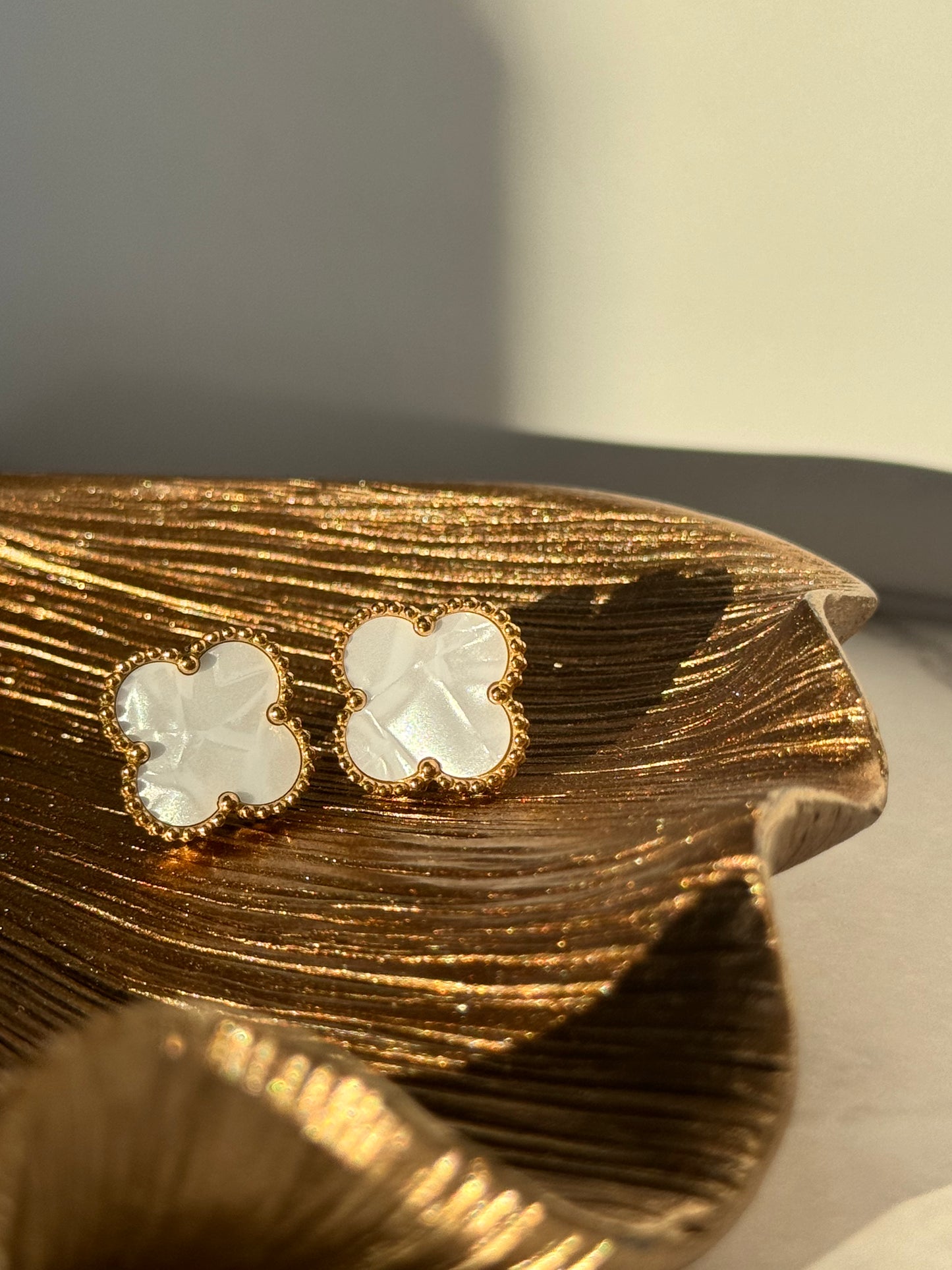 Shreya White Clover Earrings