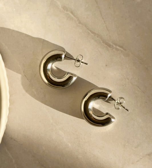 Minah Silver Chunky Earrings