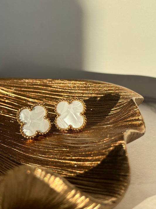 Shreya White Clover Earrings