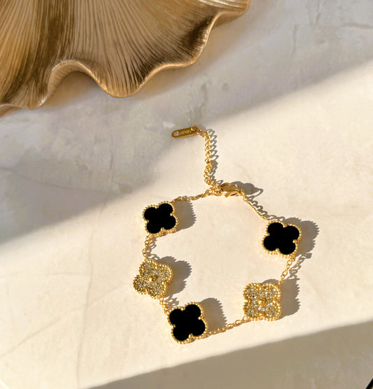 Shreya Black Clover Bracelet