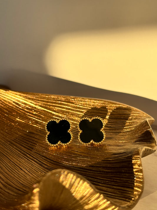 Shreya Black Clover Earrings